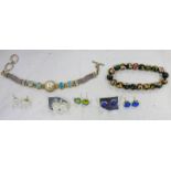 OPAL & MOP BRACELET MARKED 925, MULTI COLOURED BRACELET,