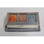 SILVER TRIPLE STAMP BOX ,