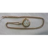 DIAMOND SET FOB WATCH IN CASE MARKED 18CT.