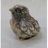 SILVER CHICKEN PIN CUSHION, SHEFFIELD 1905 Condition Report: Cushion heavily worn,