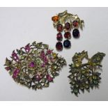 PASTE SET BROOCH AND 2 OTHER PIECES