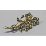 CULTURED PEARL SET FLORAL BROOCH MARKED 15CT Condition Report: In good condition,