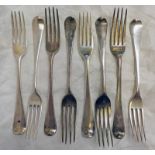 8 SILVER FORKS 18 OZS