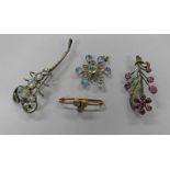 ARTS AND CRAFTS STYLE MOONSTONE SET SCORPION BROOCH AND MOONSTONE SET PENDANT,