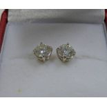 PAIR DIAMOND STUD EARRINGS APPROX 1.