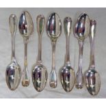 7 SILVER TEASPOONS Condition Report: 4 are hall marked for London 1799,