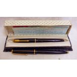 PARKER FOUNTAIN PEN WITH 14K GOLD NIB AND BALLPOINT PEN