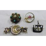 ARTS & CRAFTS SILVER VIKING BOAT BROOCH BY SHIPTON & CO,