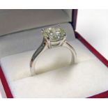 18CT WHITE GOLD DIAMOND SINGLE STONE RING, THE BRILLIANT-CUT DIAMOND OF APPROX. 2.