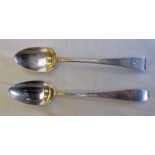 2 IRISH SILVER SERVING SPOONS.