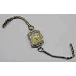 SQUARE DIAMOND SET WRIST WATCH IN CASE MARKED PLATINUM Condition Report: Currently