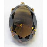 14K GOLD MOUNTED SMOKY QUARTZ PENDANT, TOTAL WEIGHT 24.