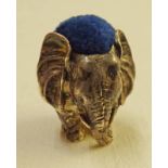 SILVER PIN CUSHION MODELLED AS AFRICAN BULL ELEPHANT LONDON 1992