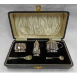 CASED 3 PIECE SILVER CRUET SET