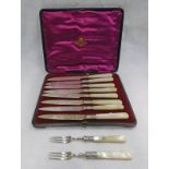 8 SILVER & MOTHER OF PEARL KNIVES & 3 FORKS