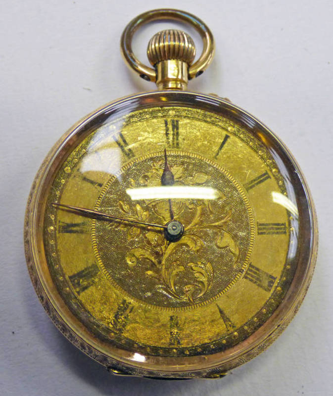 18CT GOLD OPEN FACE FOB WATCH - TOTAL WEIGHT 37.