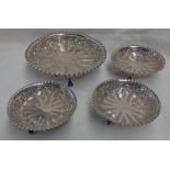 SET OF ONE LARGE & 3 SMALLER CIRCULAR DISHES, SHEFFIELD 1891,