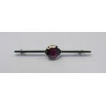 9CT GOLD ART DECO GARNET SET BROOCH