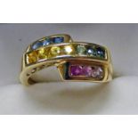 9CT GOLD MULTI GEM SET RING