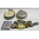 INTERESTING ART DECO STYLE WATCH, CASED COMPASS AND FOB WATCH THE MARKED 800,