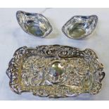 2 SILVER BASKETS & SILVER TRAY