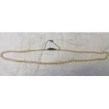 GRADUATED CULTURED PEARL NECKLACE WITH A SILVER MARCASITE SET RIBBON CLASP