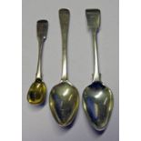 3 ABERDEEN SILVER SPOONS, MUSTARD SPOON BY WILLIAM JAMIESON,