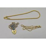 9CT GOLD GILDED BRACELET MARKED 800 GILDED CHAINS AND BROOCH,