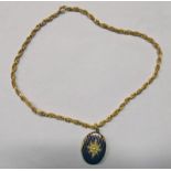 LATE 19TH CENTURY OVAL LOCKET WITH ENAMEL & PEARL SET DECORATION Condition Report: