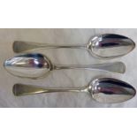 3 SILVER TABLE SPOONS,