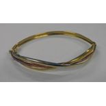 MULTI COLOURED GOLD BANGLE MARKED 375.