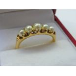 EARLY 20TH CENTURY 5-STONE HALF PEARL SET RING