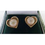 PAIR 9 CT GOLD CULTURED PEARL EARRINGS