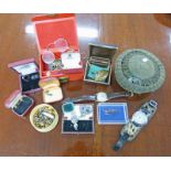 SELECTION OF VARIOUS JEWELLERY RICARDO WRIST WATCH, PENKNIFE MARKED 9CT ON CHAIN, LORGNETTE,