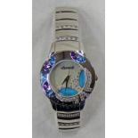 INGERSOLL WRIST WATCH WITH MOP & BLUE DECORATION & GEM SET DECORATION