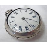 19TH CENTURY SILVER PAIR CASED VERGE POCKETWATCH Condition Report: Some dents to