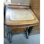 19TH CENTURY INLAID WALNUT DAVENPORT WITH CARVED DECORATION