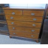 19TH CENTURY INLAID MAHOGANY CHEST OF 2 SHORT OVER 4 LONG DRAWERS ON BRACKET SUPPORTS