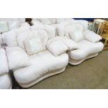 PAIR OF OVERSTUFFED LEATHER CHAIRS