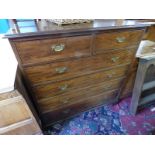 19TH CENTURY MAHOGANY CHEST OF TWO SHORT OVER FOUR LONG ON BRACKET SUPPORTS