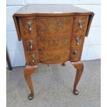 20TH CENTURY WALNUT BEDSIDE CHEST WITH SHAPED FRONT,