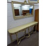 20TH CENTURY HALL TABLE AND MIRROR WITH 4 DRAWERS AND TURNED SUPPORTS Condition Report: