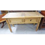 PINE SIDE TABLE WITH 2 DRAWERS