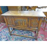 19TH CENTURY STYLE OAK DRESSER WITH CARVED DECORATION,
