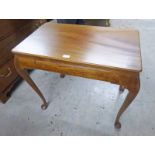 EARLY 20TH CENTURY WALNUT SIDE TABLE WITH SHAPED SUPPORTS,
