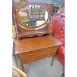 LATE 19TH CENTURY INLAID MAHOGANY DRESSING TABLE WITH 2 DRAWERS