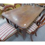 LATE 19TH CENTURY CONTINENTAL OAK KITCHEN TABLE ON SHAPED SUPPORTS - 145CM LONG