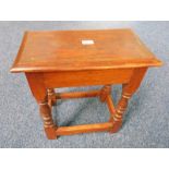 19TH CENTURY OAK JOINT STOOL ON TURNED SUPPORTS
