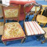 19TH CENTURY MAHOGANY DINING CHAIR & WALNUT NURSING CHAIR