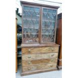 19TH CENTURY MAHOGANY SECRETAIRE BOOKCASE WITH ASTRAGAL GLAZED DOOR OVER DRAWER WITH FITTED